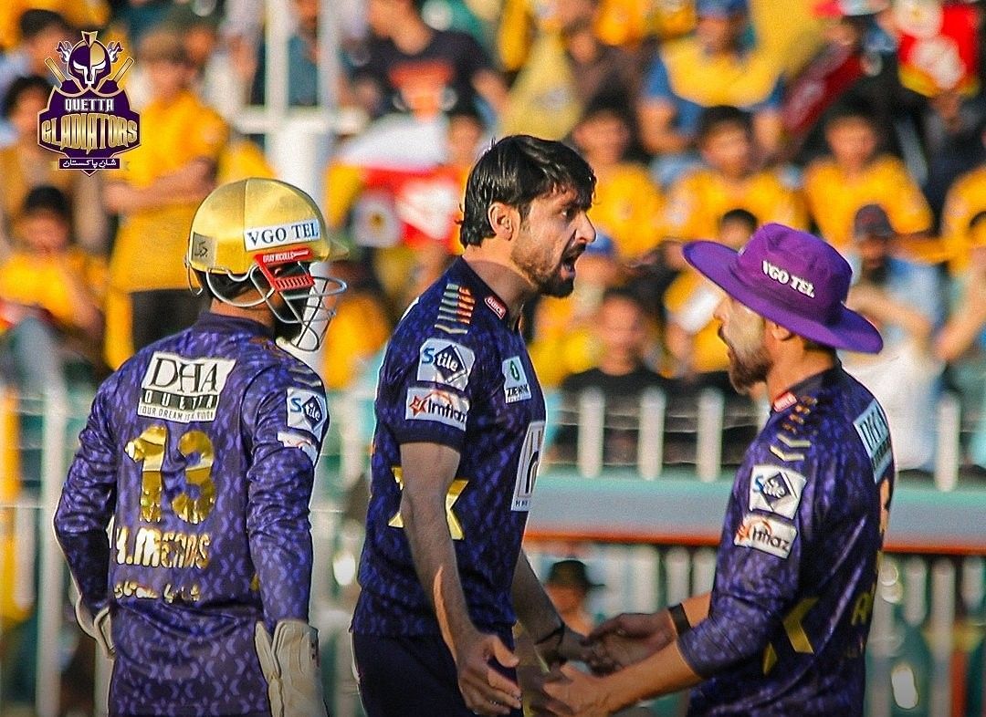 Abrar Ahmed celebrates a wicket. (Credits: QG X)